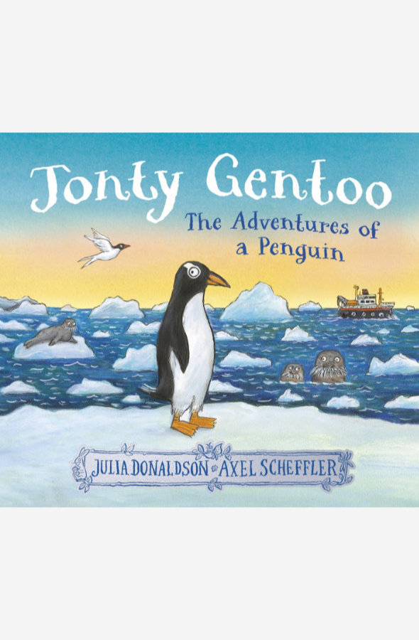 Book cover of Jonty Gentoo by Julia Donaldson at Wild and the Sage, Galle, Sri Lanka
