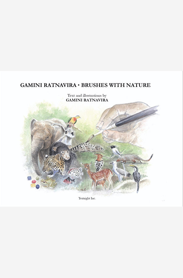 Book cover of Brushes with Nature by Gamini Ratnavira at Wild and the Sage, Galle, Sri Lanka