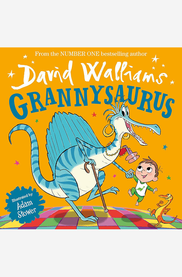 Book cover of Grannysaurus by David Walliams at Wild and the Sage, Galle, Sri Lanka