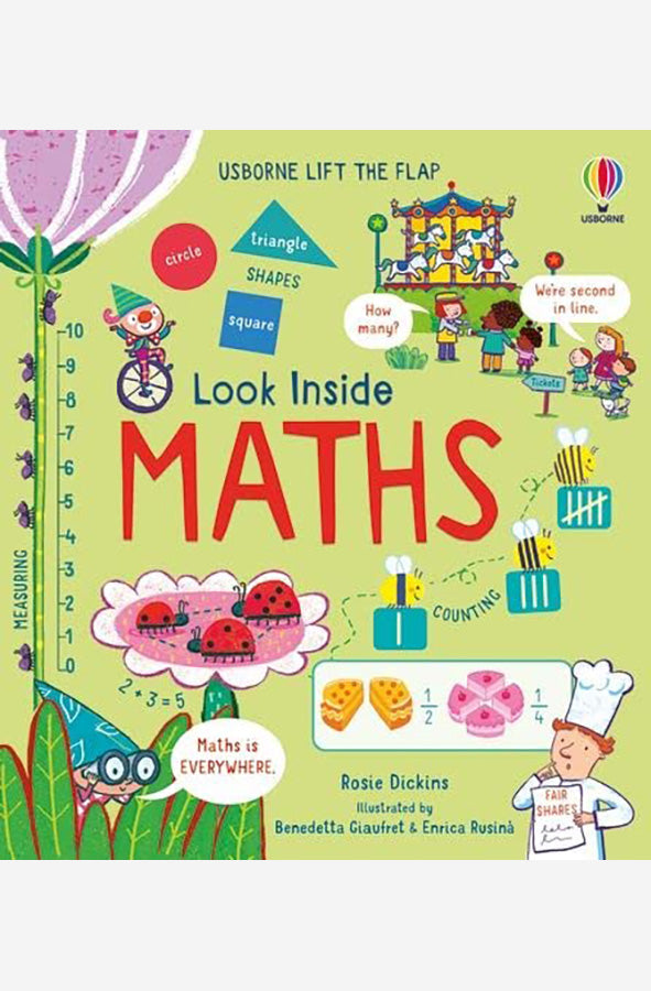 Book cover of Look Inside Maths by Usborne at Wild and the Sage, Galle, Sri Lanka