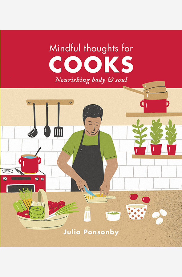 Book cover of Mindful Thoughts for Cooks by Julia Ponsonby at Wild and the Sage, Galle, Sri Lanka
