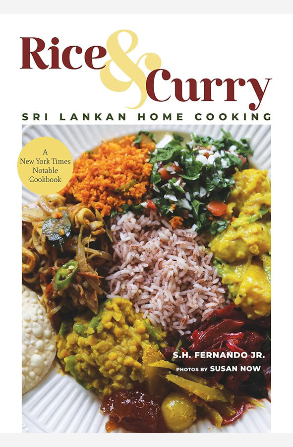 Book cover of Rice & Curry: Sri Lankan Home Cooking by S. H. Fernando Jr. at Wild and the Sage, Galle, Sri Lanka