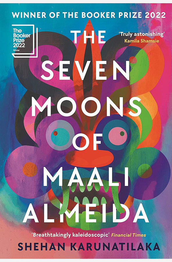 Book cover of The Seven Moons of Maali Almeida by Shehan Karunatilaka at Wild and the Sage, Galle, Sri Lanka