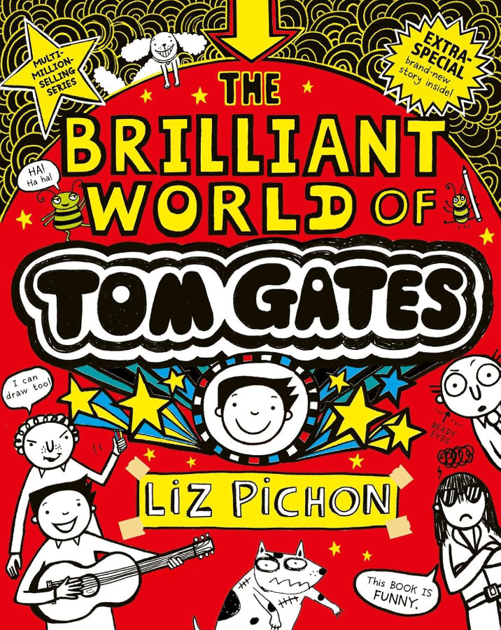 Book cover of Tom Gates: The Brilliant World of Tom Gates by Liz Pichon at Wild and the Sage, Galle, Sri Lanka