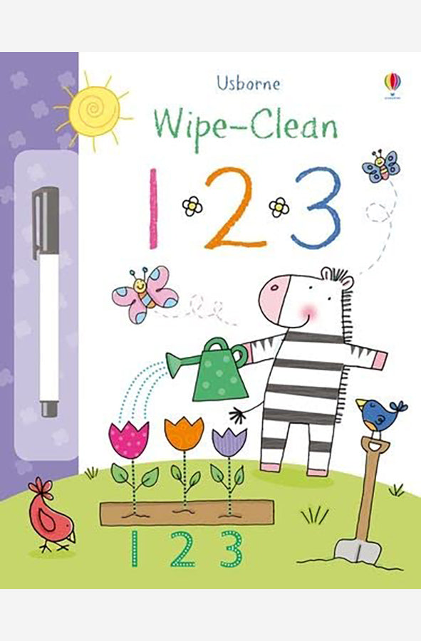 Book cover of Wipe Clean 123 by Usborne at Wild and the Sage, Galle, Sri Lanka