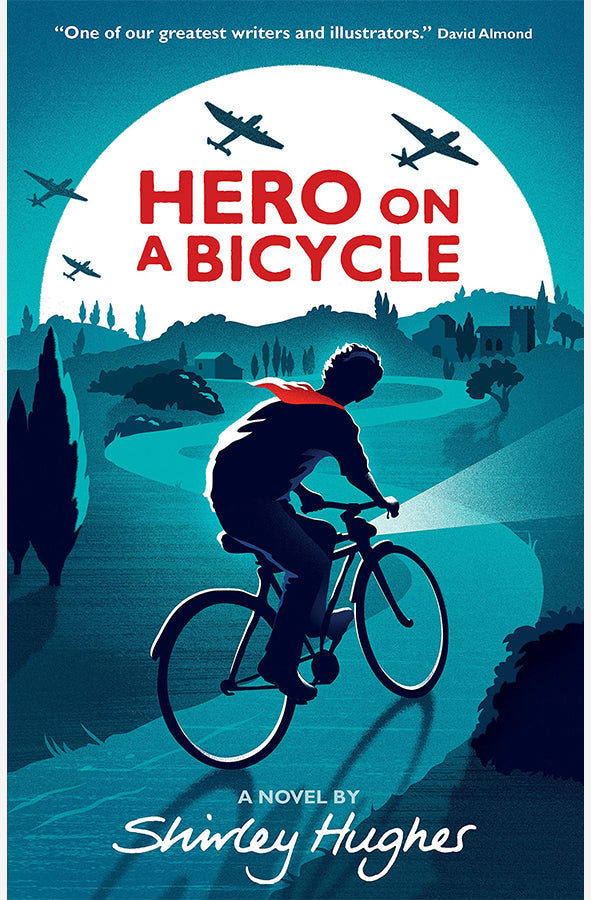 Book cover of Hero on a Bicycle by Shirley Hughes at Wild and the Sage, Galle, Sri Lanka