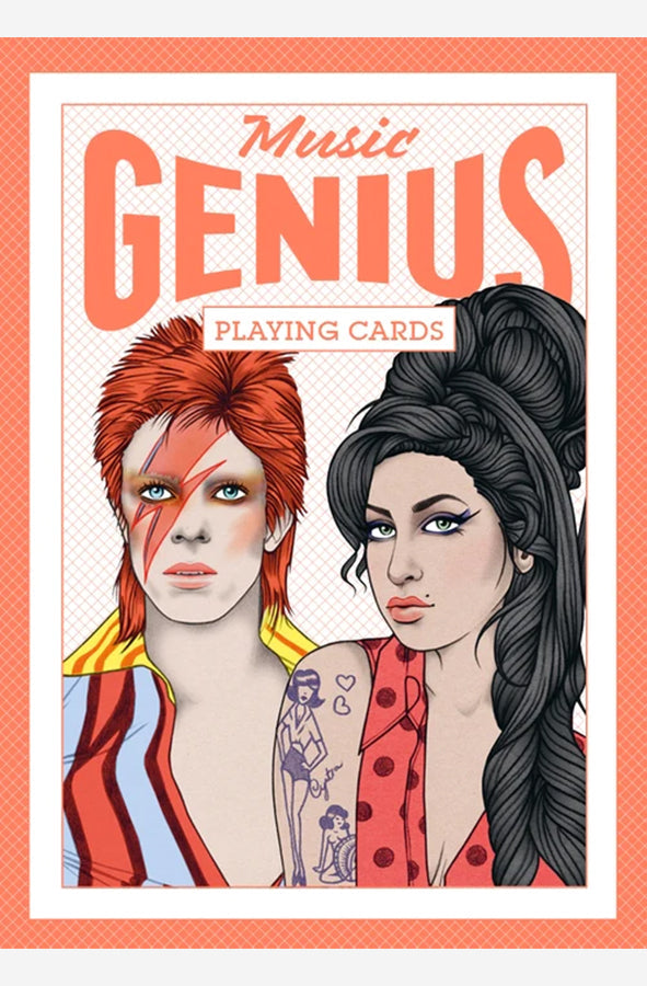 Book cover of Music Genius Playing Cards by Rik Lee at Wild and the Sage, Galle, Sri Lanka