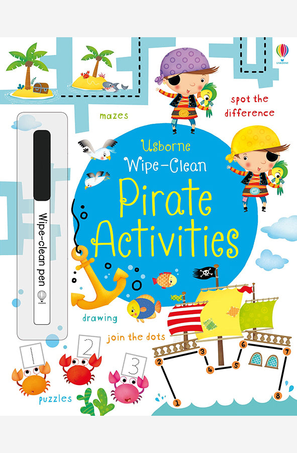 Book cover of Wipe Clean Pirate Activities by Kirsteen Robson at Wild and the Sage, Galle, Sri Lanka