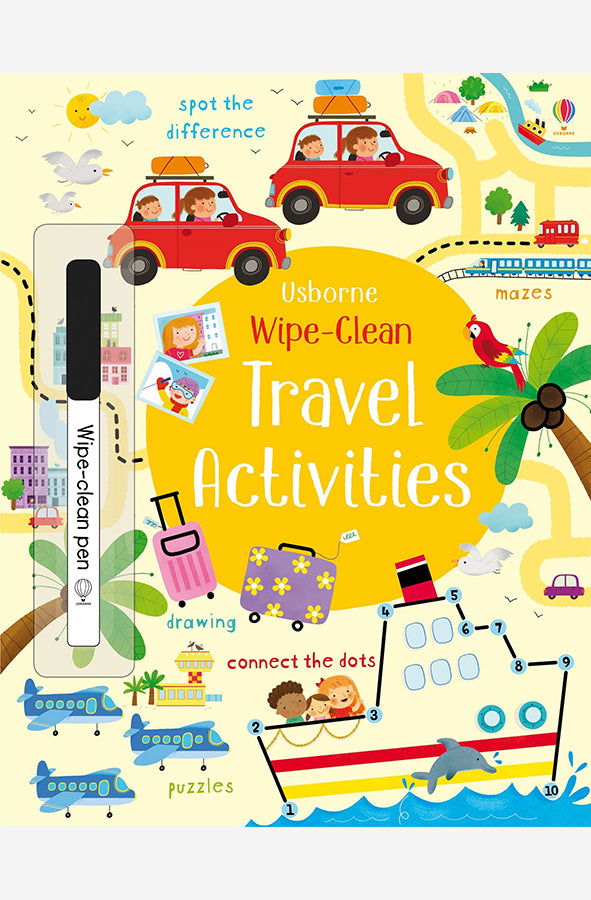 Book cover of Wipe Clean Travel Activities by Kirsteen Robson at Wild and the Sage, Galle, Sri Lanka
