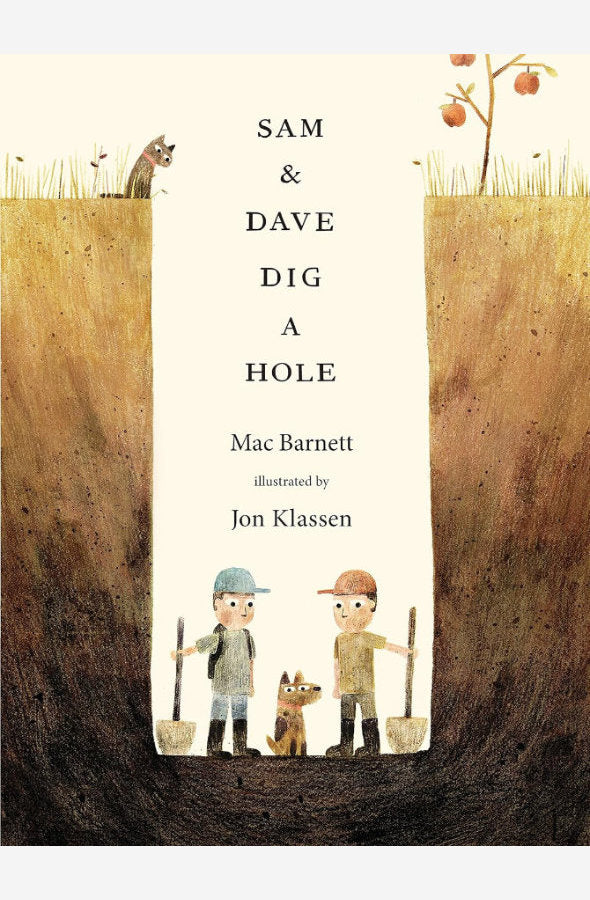 Book cover of Sam and Dave Dig a Hole by Mac Barnett at Wild and the Sage, Galle, Sri Lanka