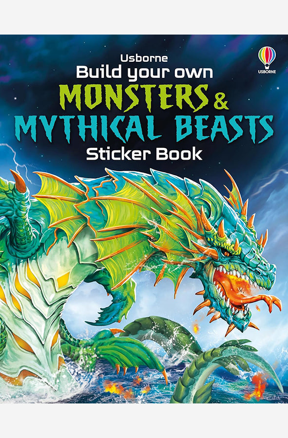 Book cover of Build Your Own Monsters and Mythical Beasts Sticker Book by Usborne at Wild and the Sage, Galle, Sri Lanka