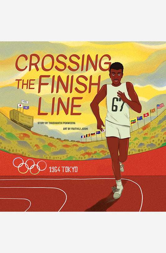 Book cover of Crossing the Finish Line by Thushanthi Ponweera at Wild and the Sage, Galle, Sri Lanka
