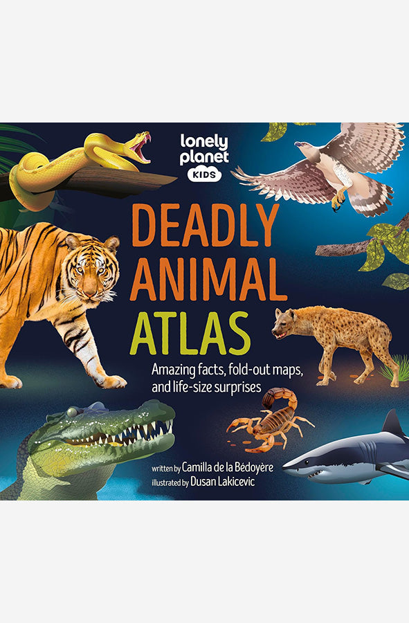 Book cover of Deadly Animal Atlas by Lonely planet eng at Wild and the Sage, Galle, Sri Lanka