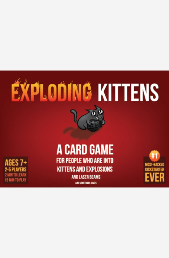 Book cover of Exploding Kittens Card Game by Asmodee at Wild and the Sage, Galle, Sri Lanka