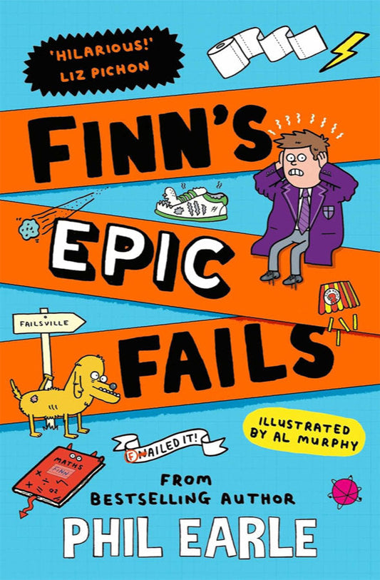 Book cover of Finn's Epic Fails by Phil Earle at Wild and the Sage, Galle, Sri Lanka