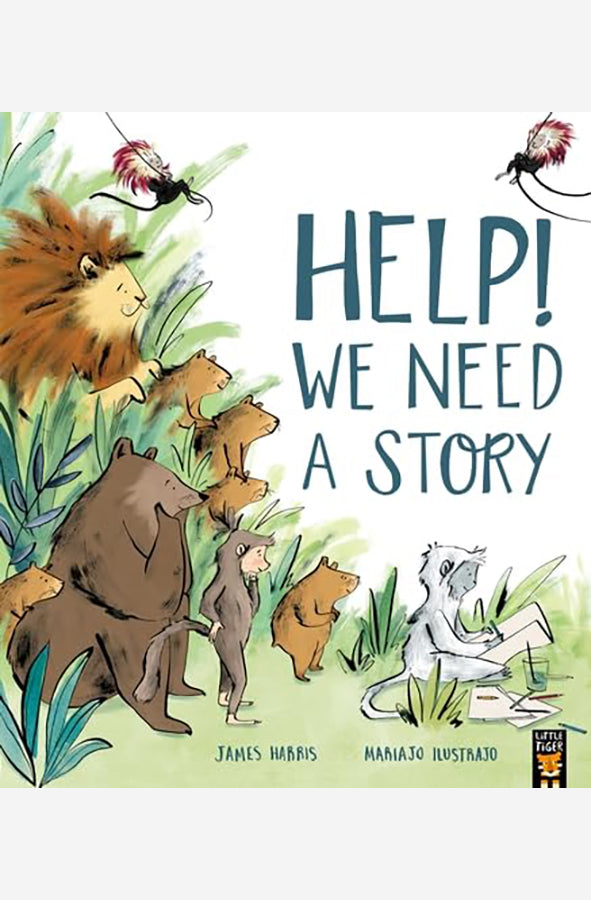 Book cover of Help! We Need a Story by James Harris, Mariajo Ilustrajo at Wild and the Sage, Galle, Sri Lanka