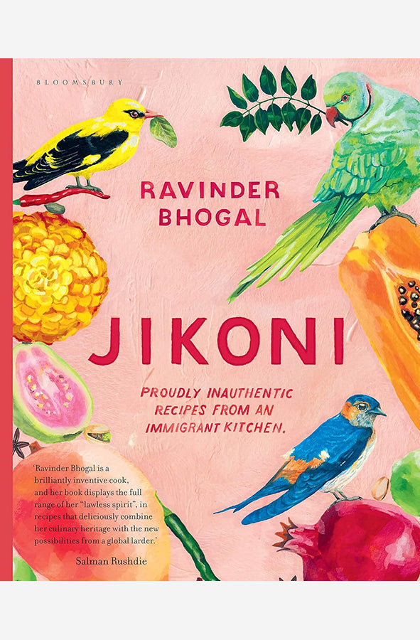 Book cover of Jikoni: Proudly Inauthentic Recipes from an Immigrant Kitchen by Ravinder Bhogal at Wild and the Sage, Galle, Sri Lanka
