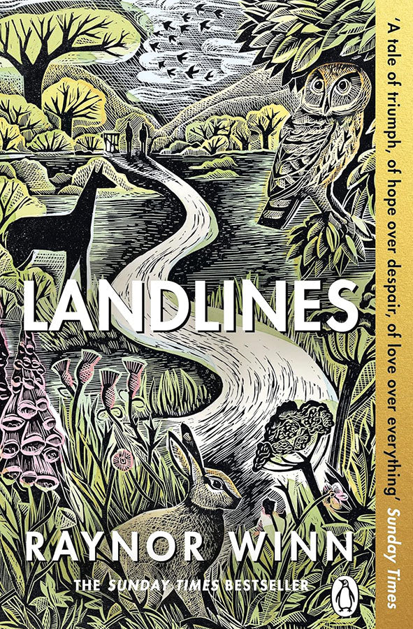 Book cover of Landlines by Raynor Winn at Wild and the Sage, Galle, Sri Lanka