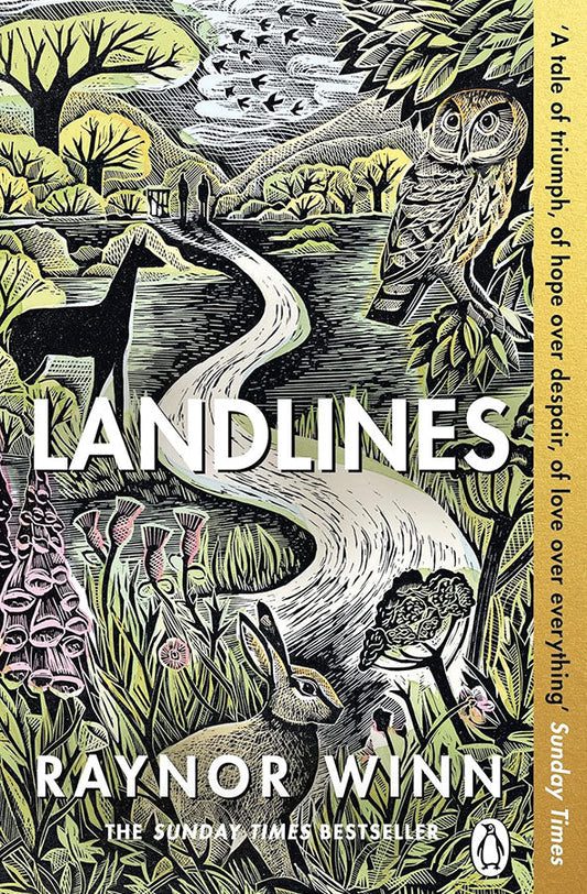 Book cover of Landlines by Raynor Winn at Wild and the Sage, Galle, Sri Lanka