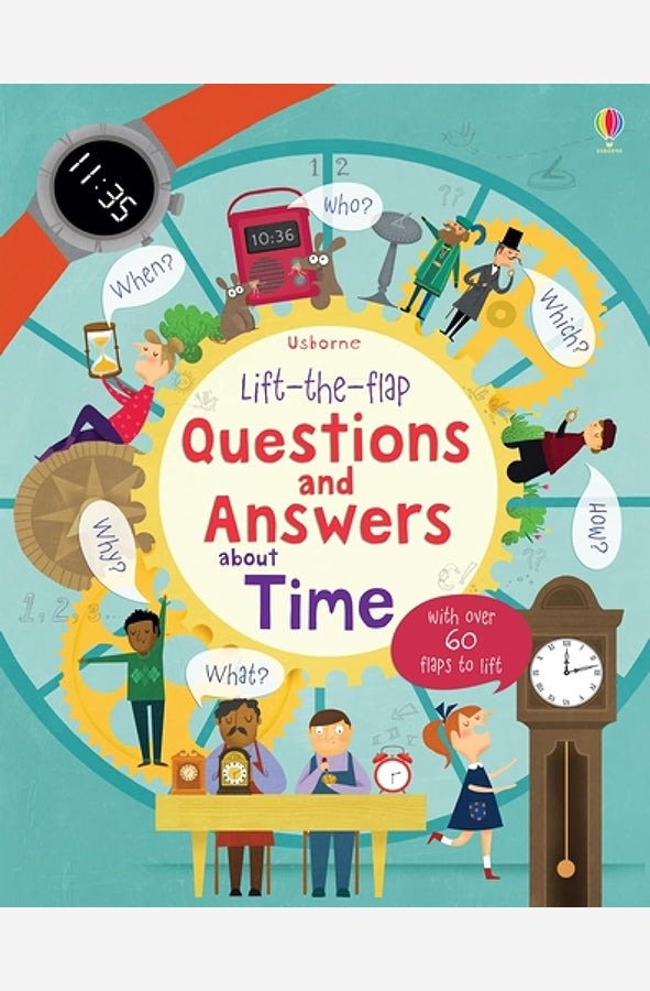 Book cover of Lift-The-Flap Questions and Answers About Time by Katie Daynes at Wild and the Sage, Galle, Sri Lanka