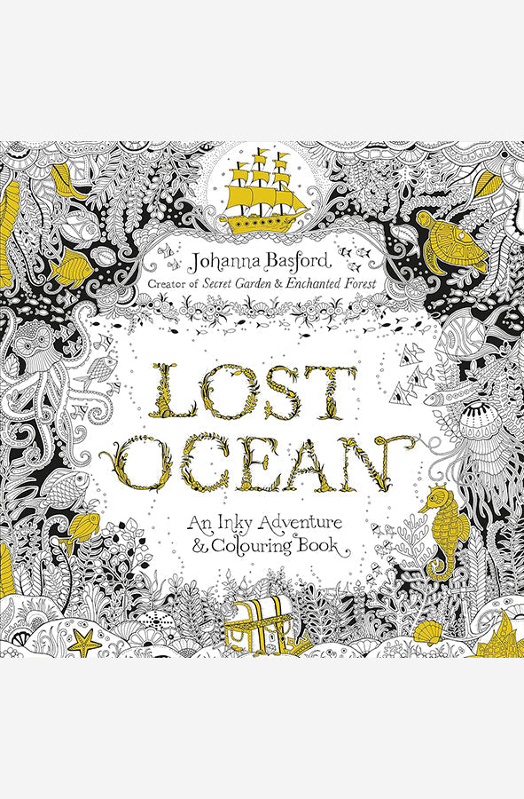Book cover of Lost Ocean: An Inky Adventure & Colouring Book by Johanna Basford at Wild and the Sage, Galle, Sri Lanka