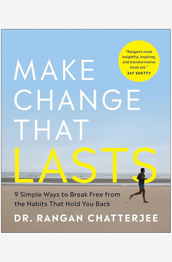 Book cover of Make Change That Lasts by Rangan Chatterjee at Wild and the Sage, Galle, Sri Lanka