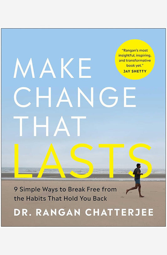 Book cover of Make Change That Lasts by Rangan Chatterjee at Wild and the Sage, Galle, Sri Lanka