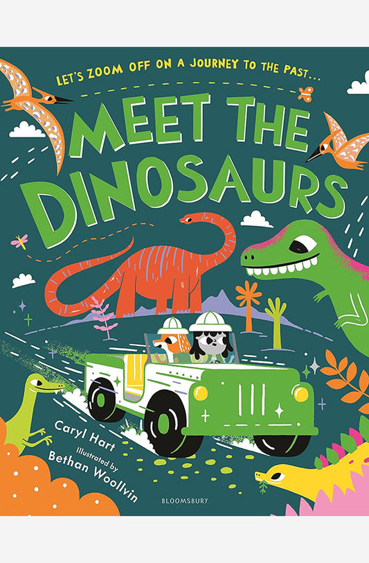 Book cover of Meet the Dinosaurs by Caryl Hart at Wild and the Sage, Galle, Sri Lanka