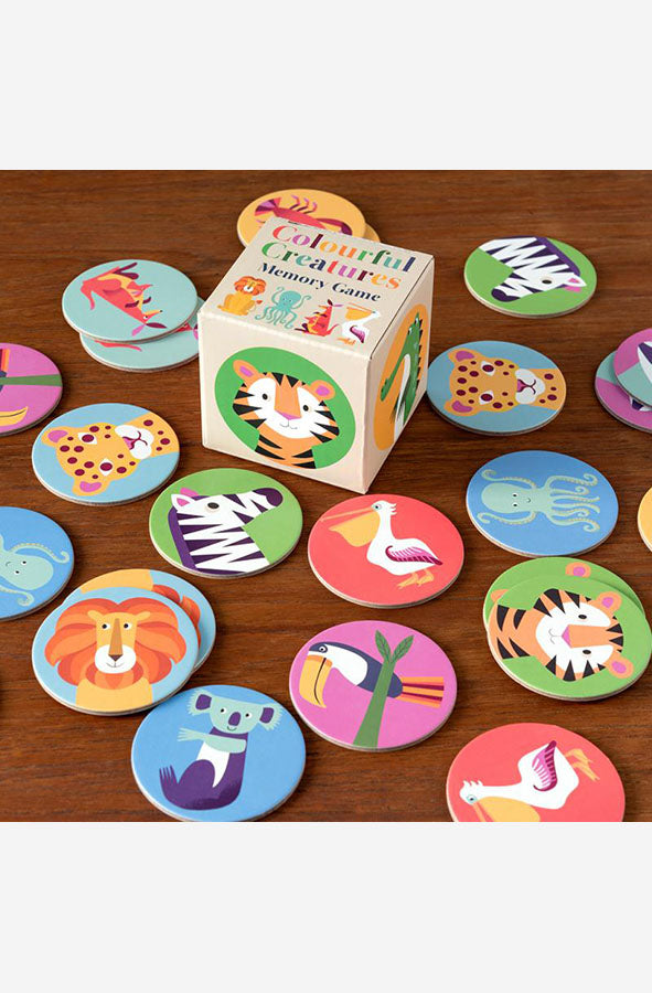 Book cover of Memory game (12 pairs) - Colourful Creatures by Rex London at Wild and the Sage, Galle, Sri Lanka
