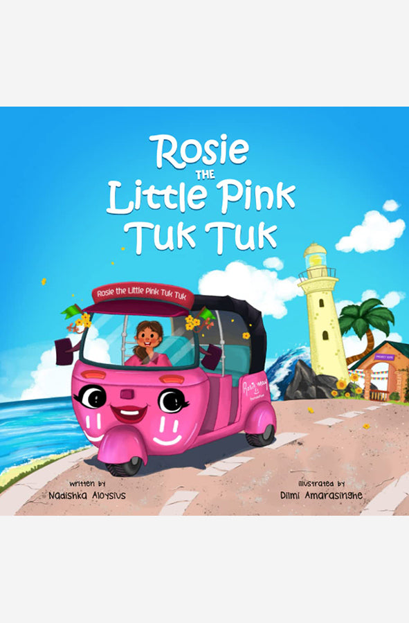 Book cover of Rosie the Little Pink Tuk Tuk by Nadisha Aloysius at Wild and the Sage, Galle, Sri Lanka
