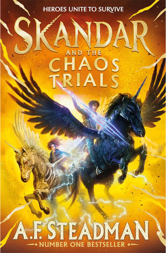Book cover of Skandar and the Chaos Trials by A.F. Steadman at Wild and the Sage, Galle, Sri Lanka