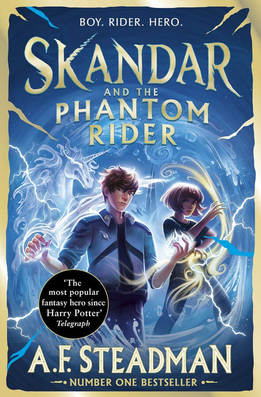 Book cover of Skandar and the Phantom Rider by A.F. Steadman at Wild and the Sage, Galle, Sri Lanka