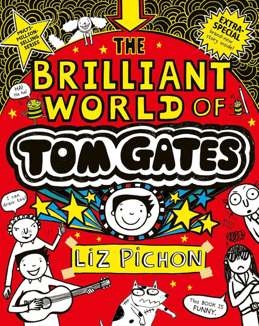 Book cover of Tom Gates: The Brilliant World of Tom Gates by Liz Pichon at Wild and the Sage, Galle, Sri Lanka