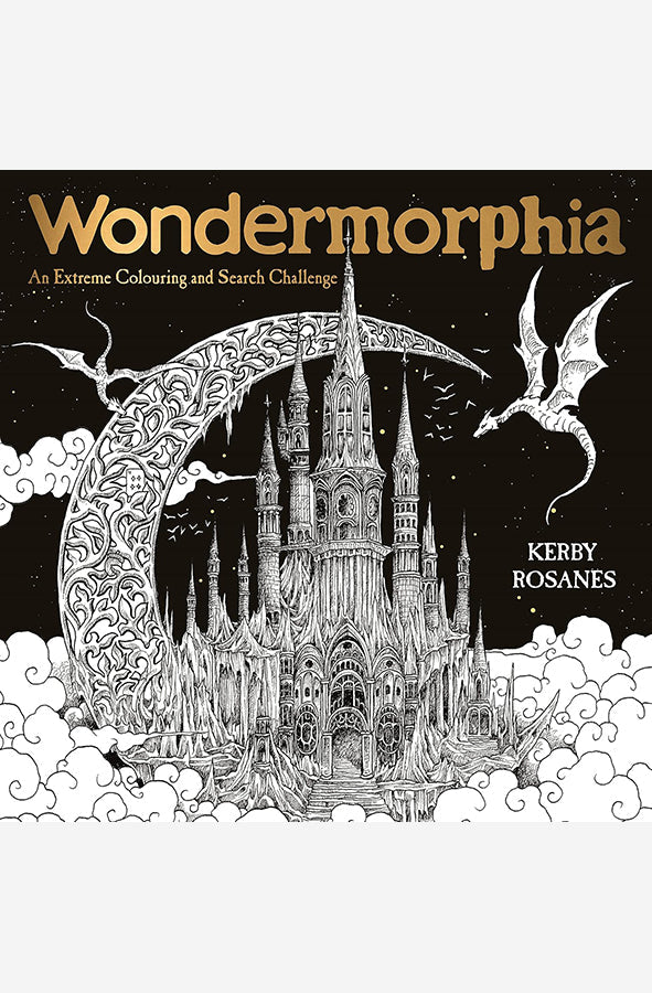 Book cover of Wondermorphia: An Extreme Colouring and Search Challenge by Kerby Rosanes at Wild and the Sage, Galle, Sri Lanka