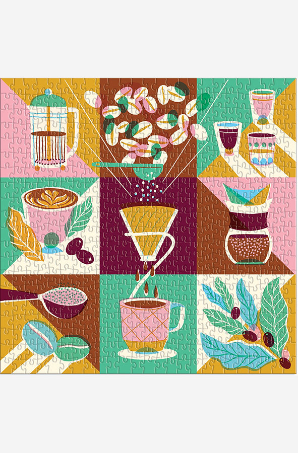 Book cover of Coffeeology 500 Piece Puzzle by Galison at Wild and the Sage, Galle, Sri Lanka