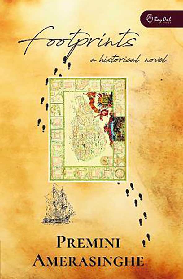 Book cover of Footprints by Premini Amerasinghe at Wild and the Sage, Galle, Sri Lanka