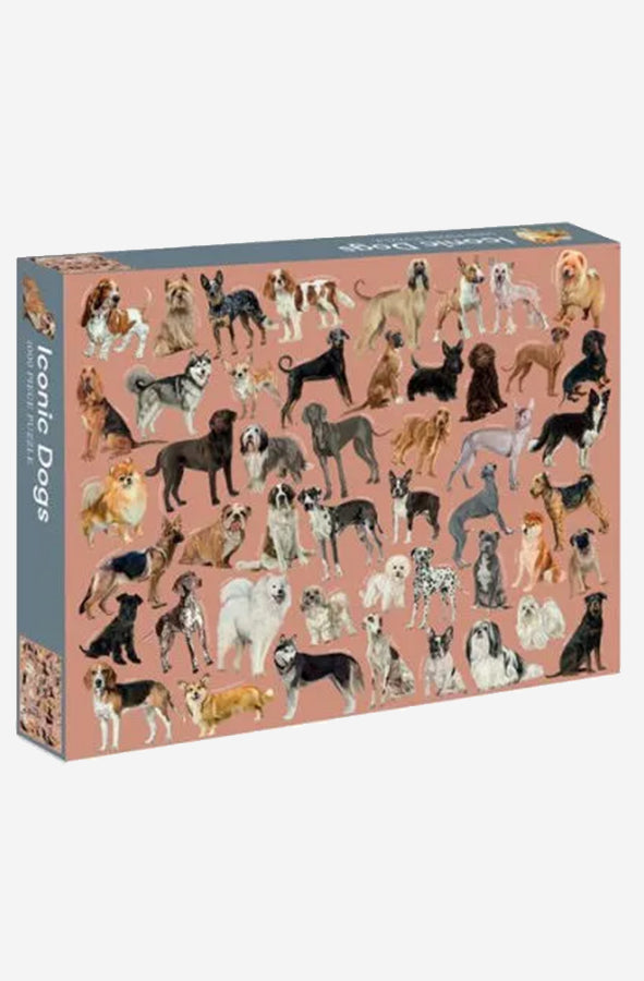 Book cover of Iconic Dogs - 1000 Piece Jigsaw Puzzle by Marta Zafra at Wild and the Sage, Galle, Sri Lanka