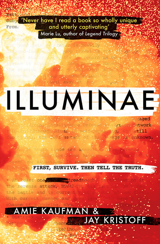 Book cover of Illuminae by Amie Kaufman at Wild and the Sage, Galle, Sri Lanka