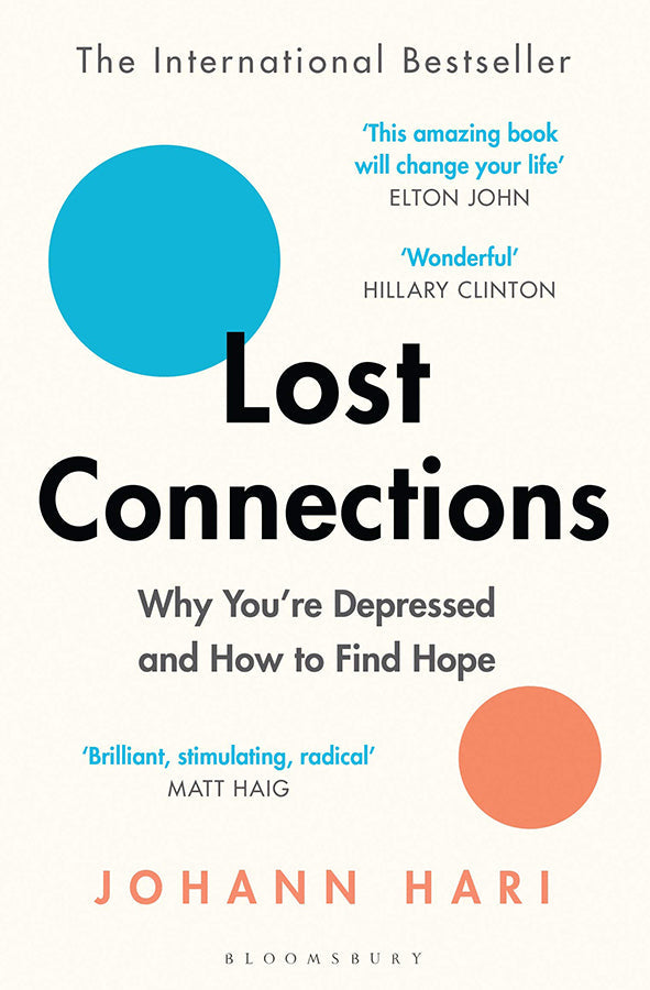 Book cover of Lost Connections by Johann Hari at Wild and the Sage, Galle, Sri Lanka