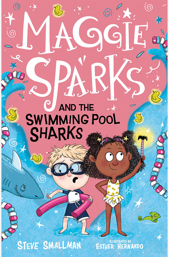 Book cover of Maggie Sparks and the Swimming Pool Sharks by Steve Smallman at Wild and the Sage, Galle, Sri Lanka