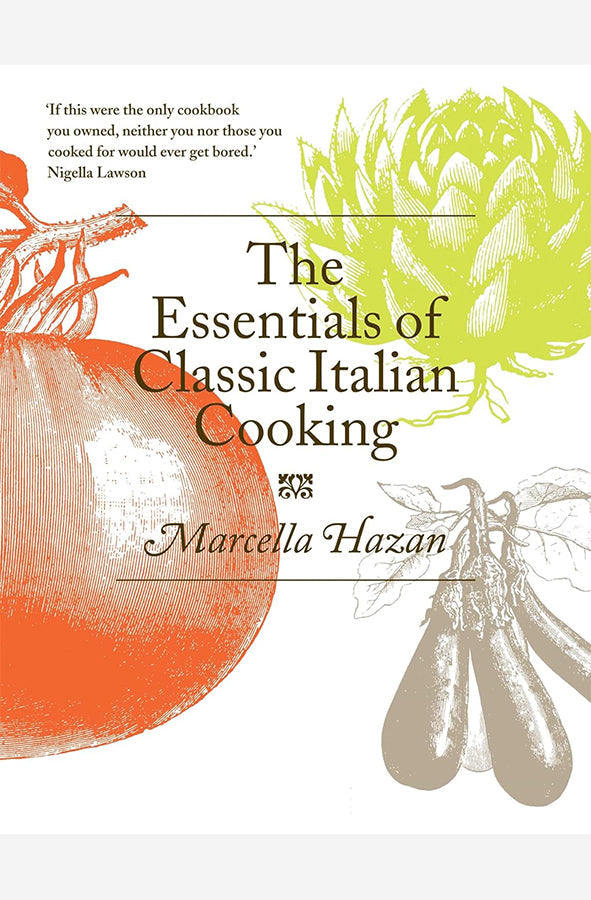 Book cover of The Essentials of Classic Italian Cooking by Marcella Hazan at Wild and the Sage, Galle, Sri Lanka