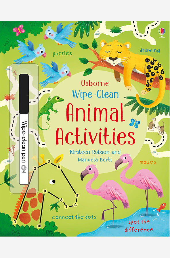 Book cover of Wipe Clean Animal Activities by Kirsteen Robson at Wild and the Sage, Galle, Sri Lanka
