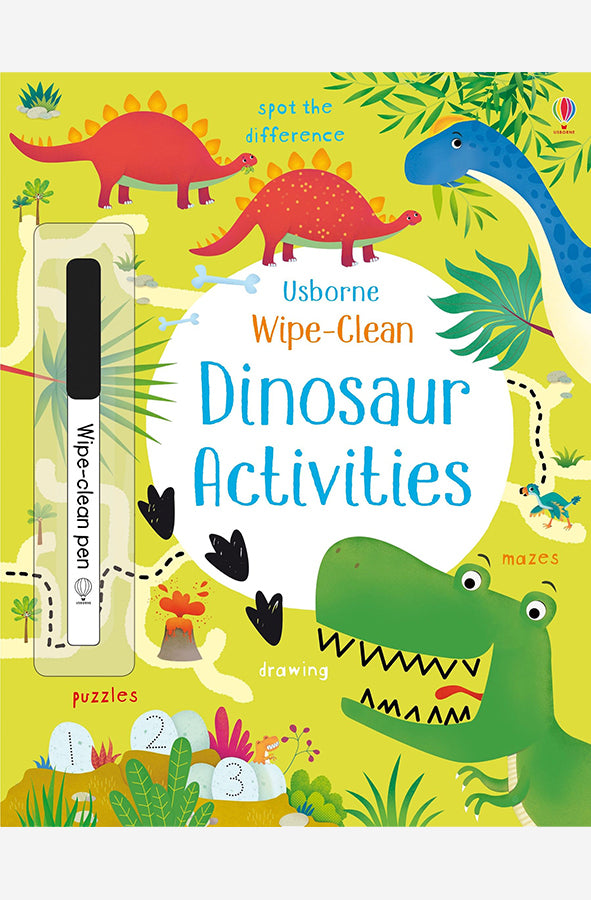 Book cover of Wipe Clean Dinosaur Activities by Kirsteen Robson at Wild and the Sage, Galle, Sri Lanka
