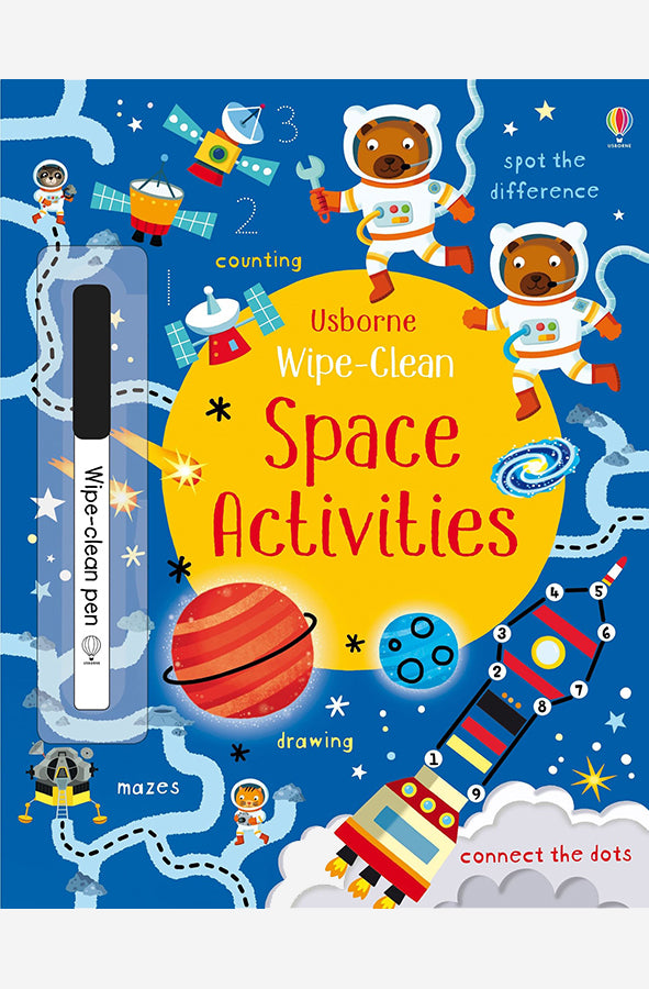 Book cover of Wipe Clean Space Activities by Kirsteen Robson at Wild and the Sage, Galle, Sri Lanka
